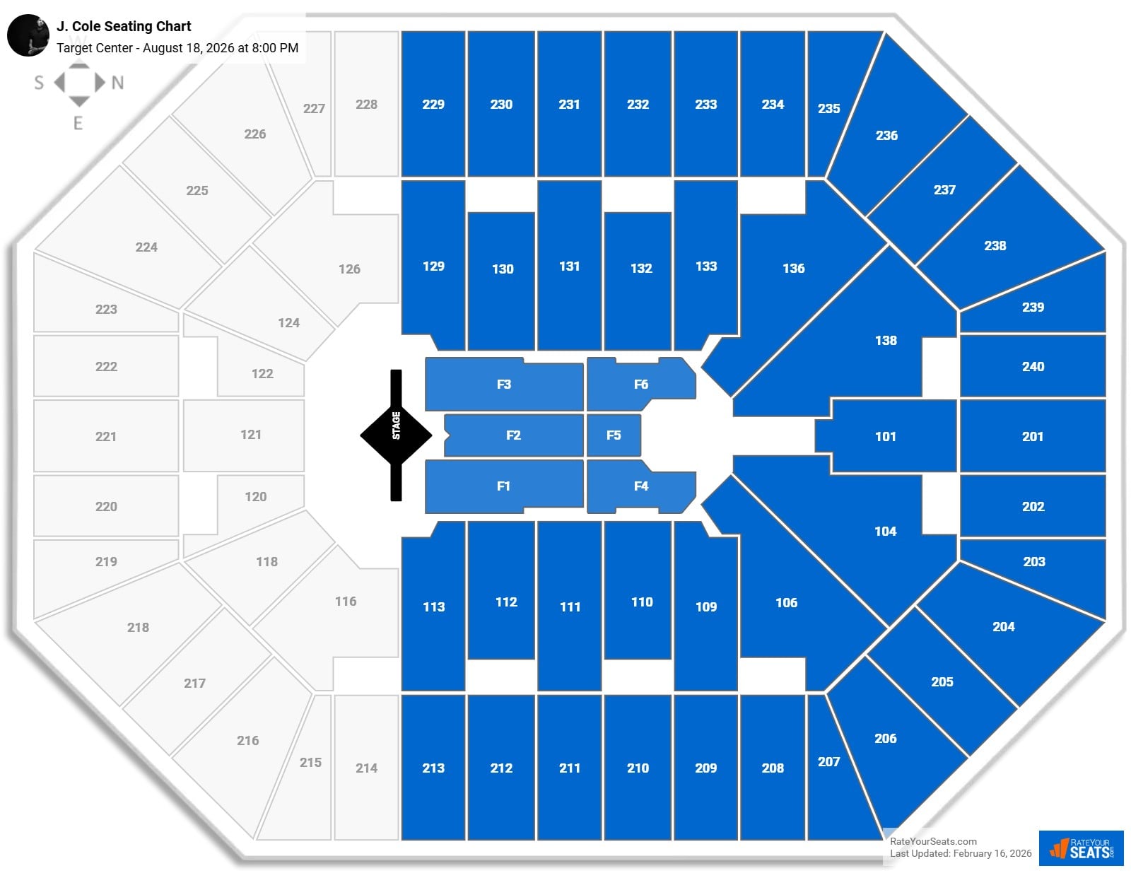 J Cole seating chart Target Center