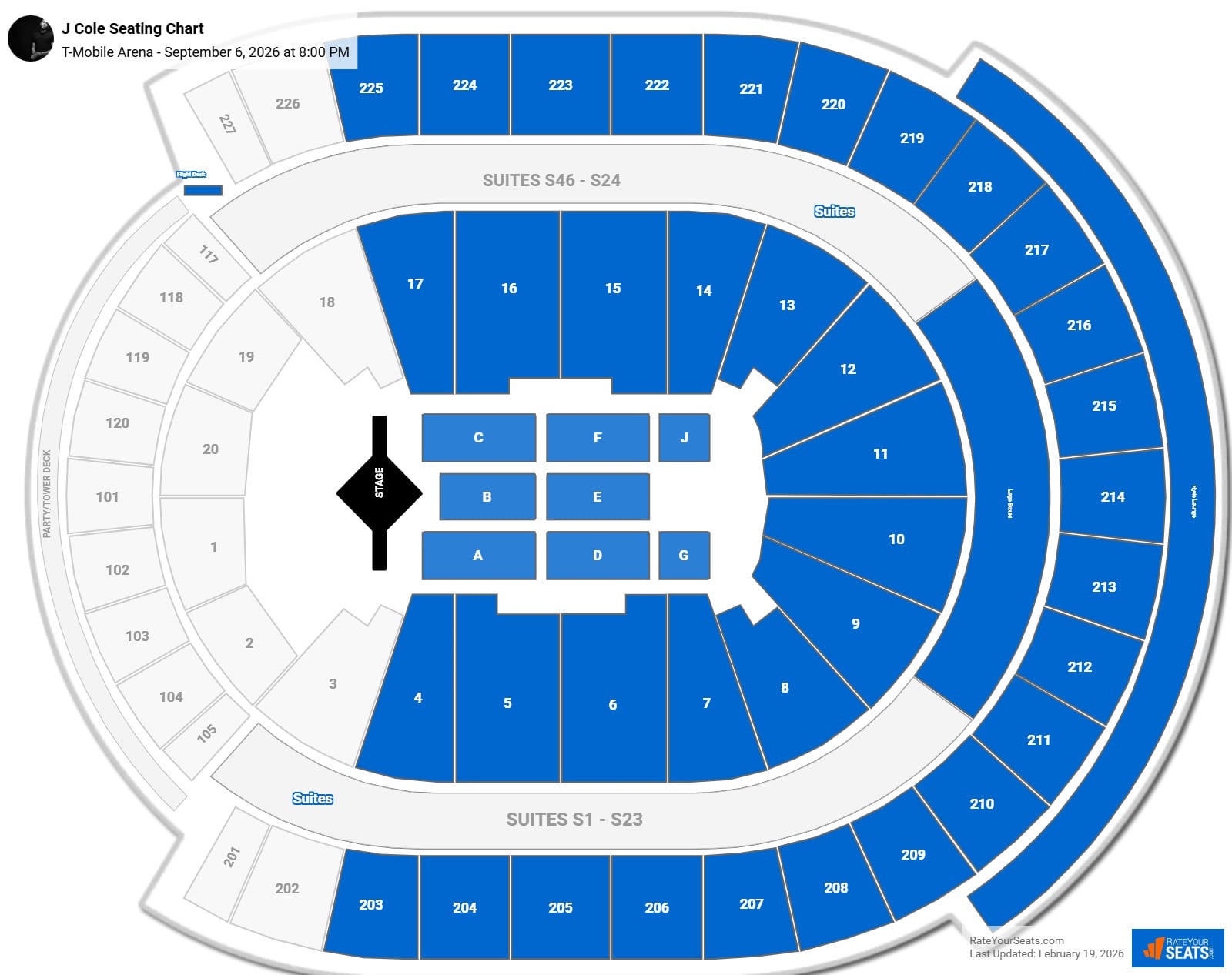 J Cole seating chart T-Mobile Arena