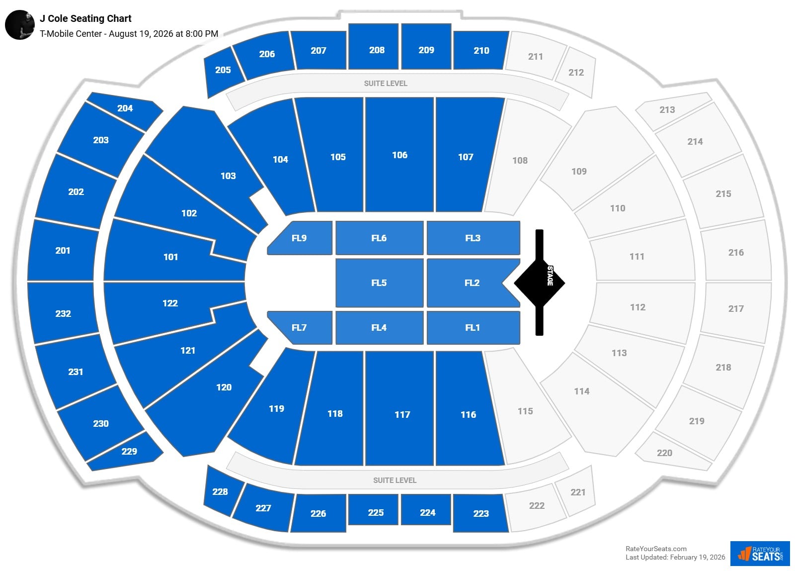 J Cole seating chart T-Mobile Center