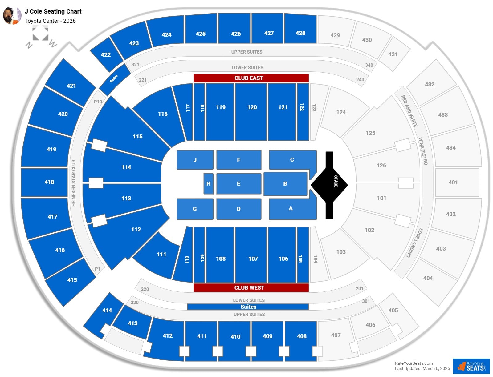 J Cole seating chart Toyota Center