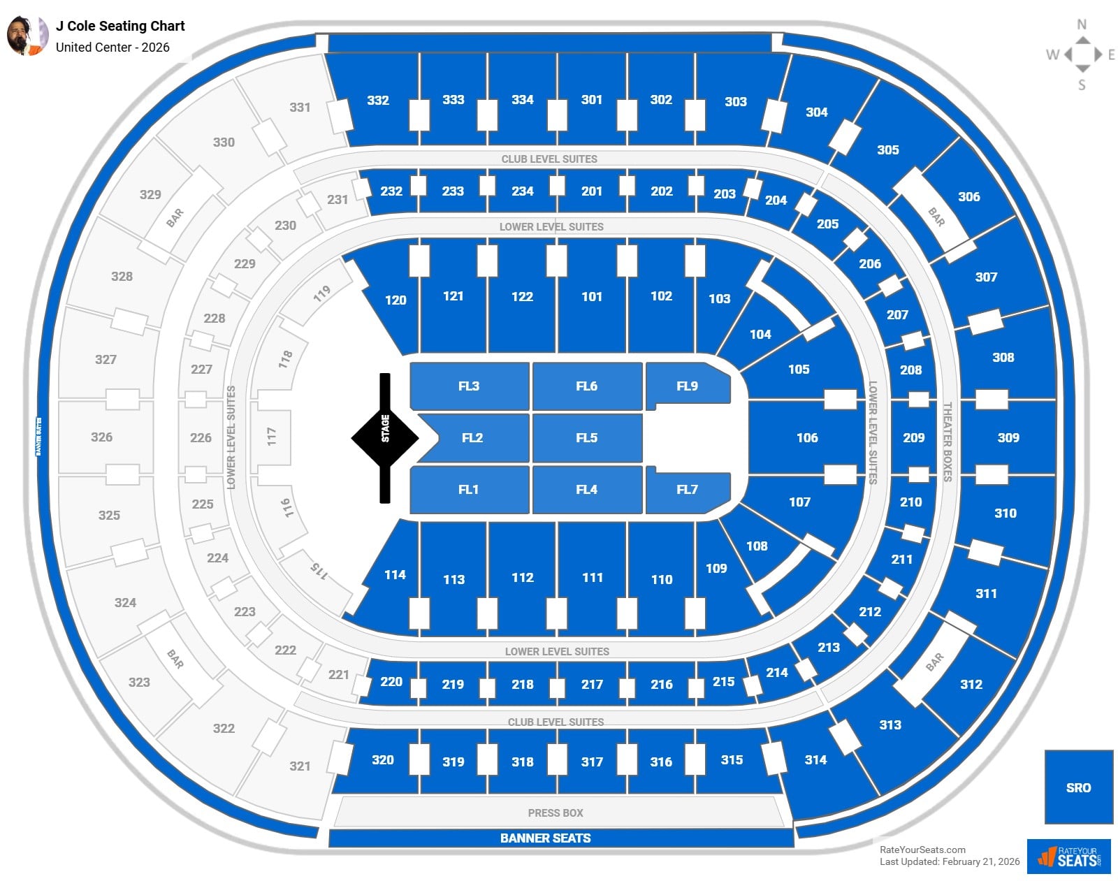J Cole seating chart United Center