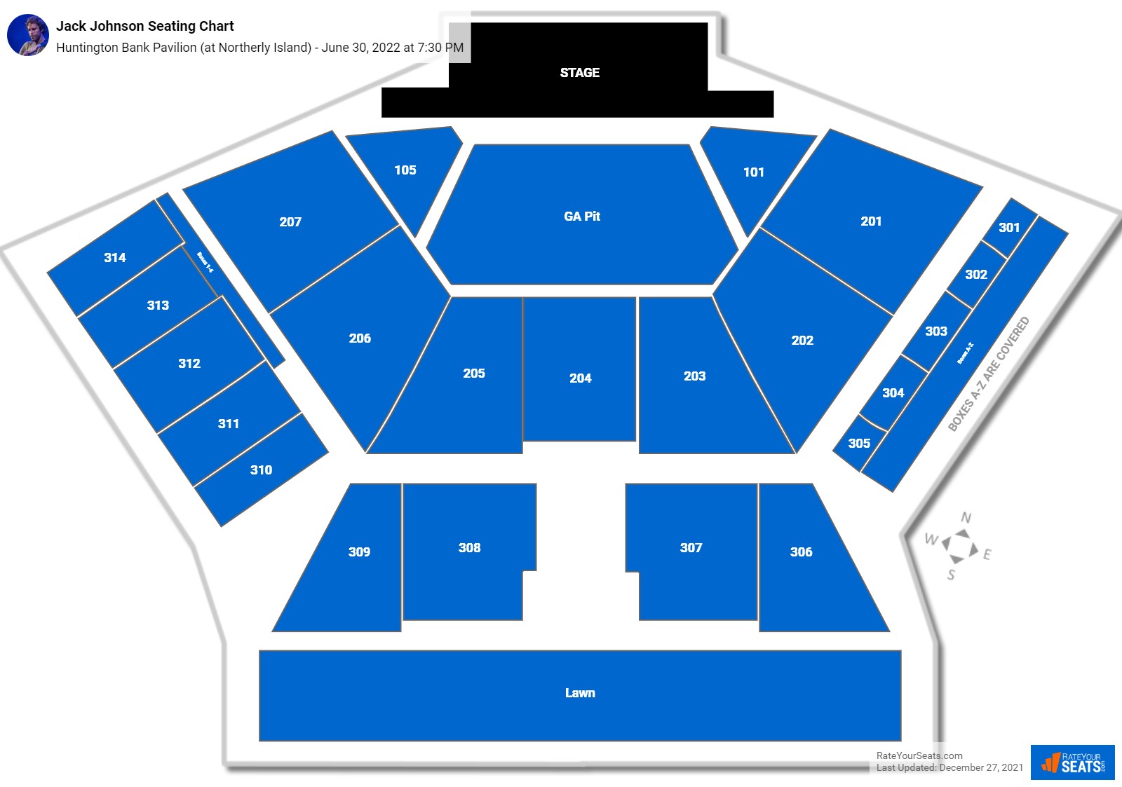 Jack Johnson seating chart Huntington Bank Pavilion (at Northerly Island)