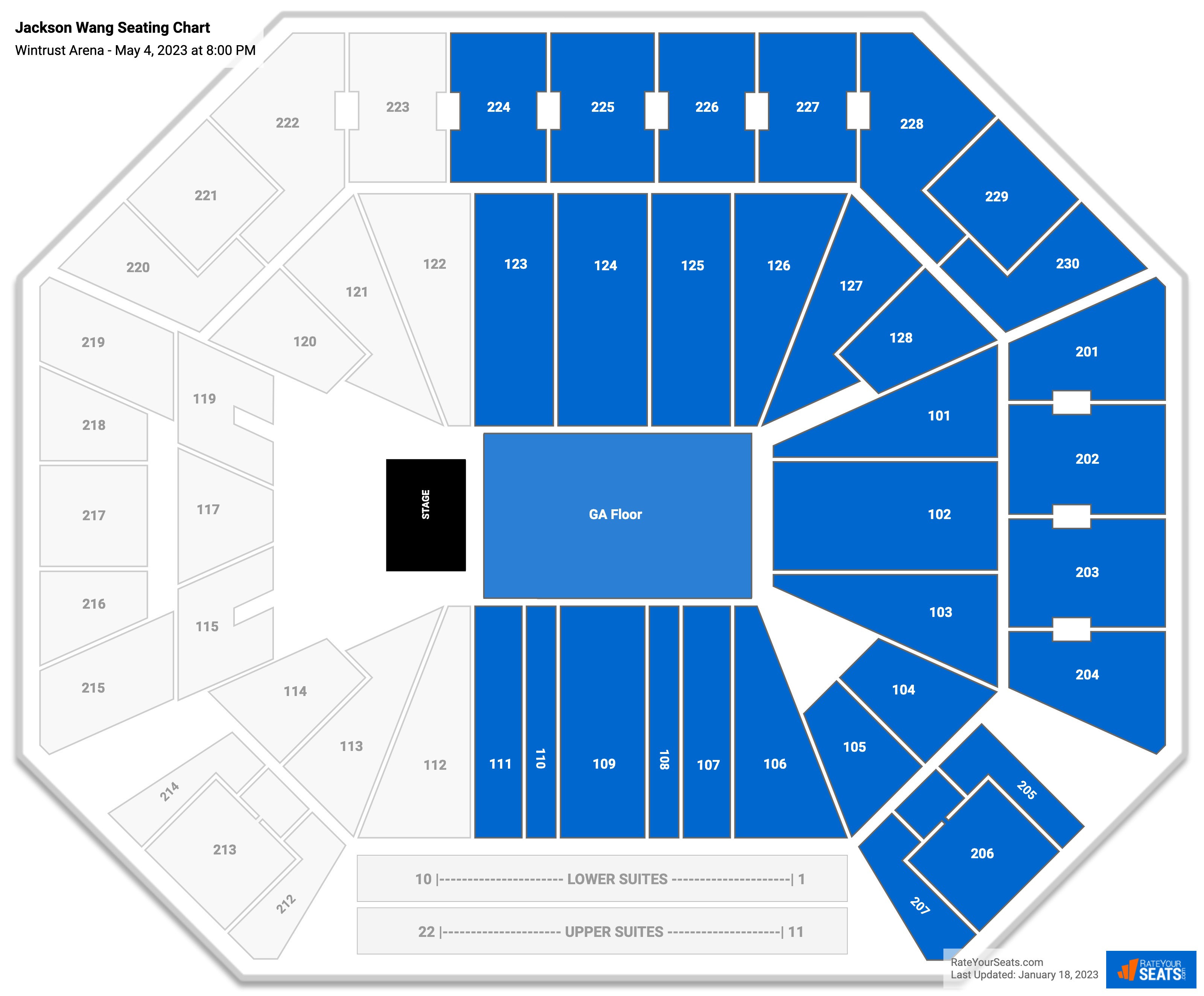 Jackson Wang seating chart Wintrust Arena