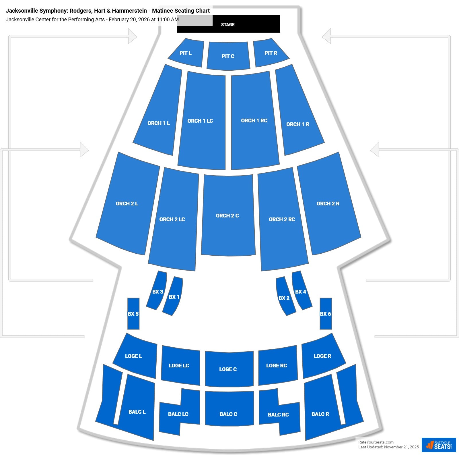 Jacksonville Symphony - Rodgers, Hart & Hammerstein - Matinee seating chart Jacksonville Center for the Performing Arts (Moran)