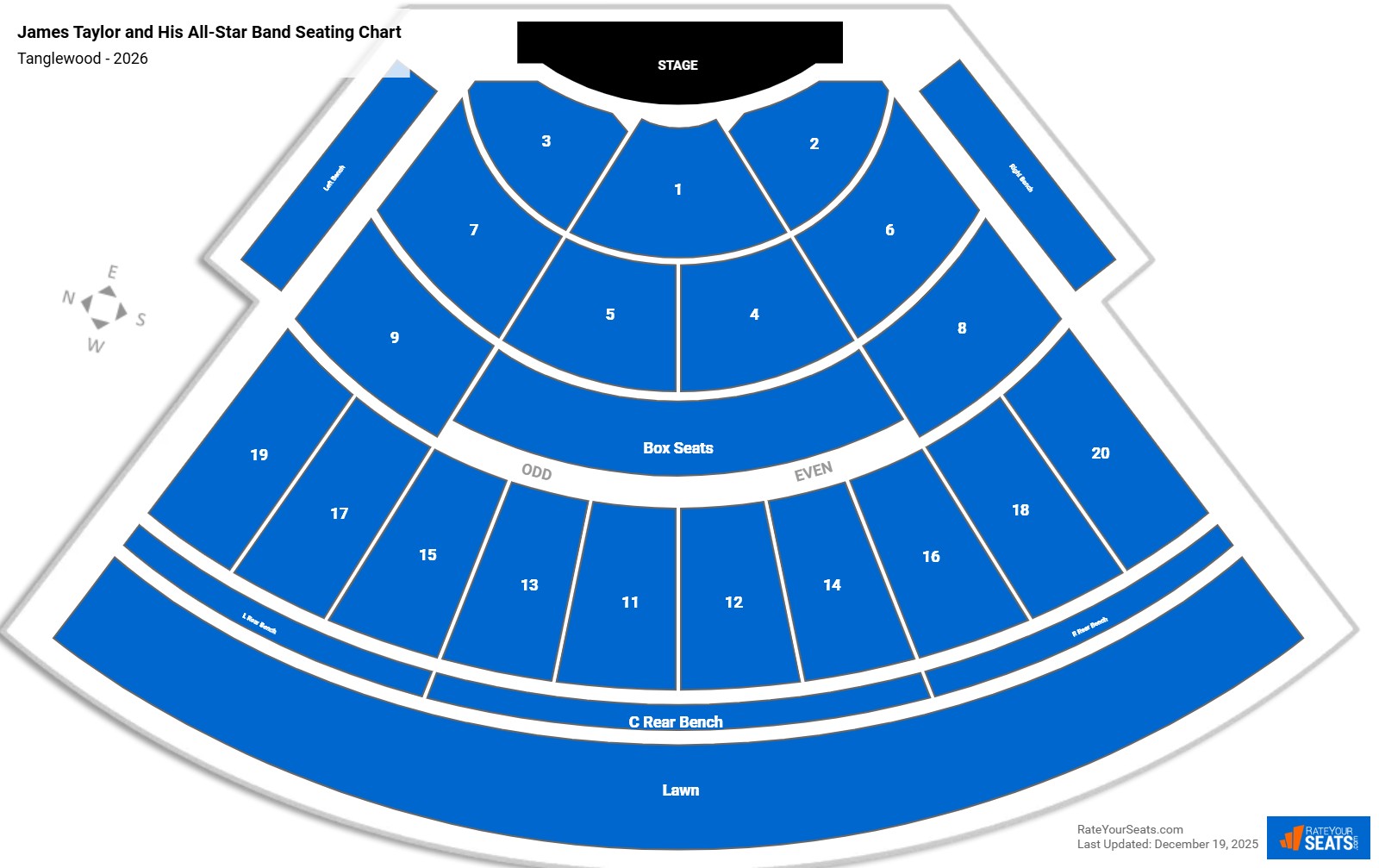 James Taylor and His All-Star Band seating chart Tanglewood