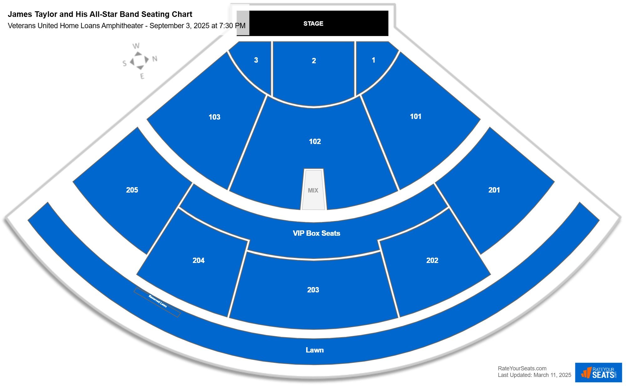James Taylor seating chart Veterans United Home Loans Amphitheater