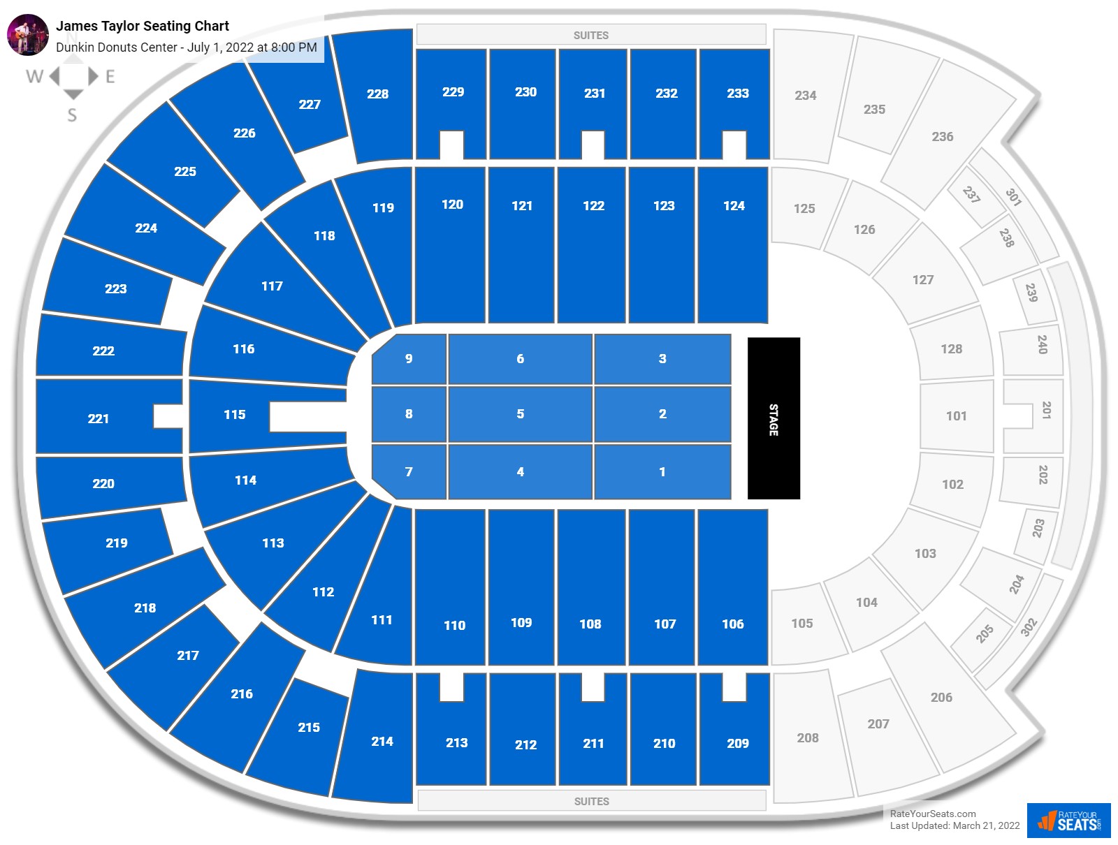 James Taylor seating chart Dunkin Donuts Center