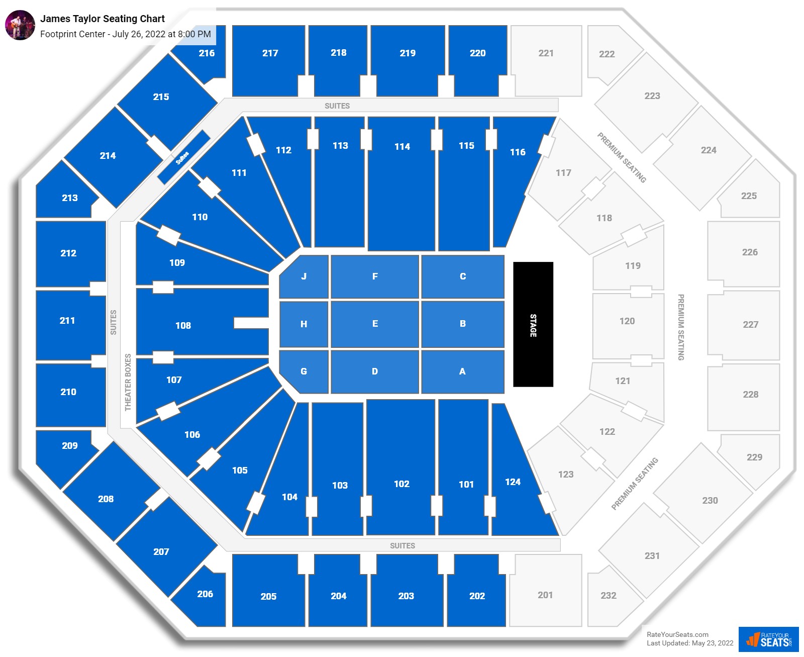 James Taylor seating chart Footprint Center