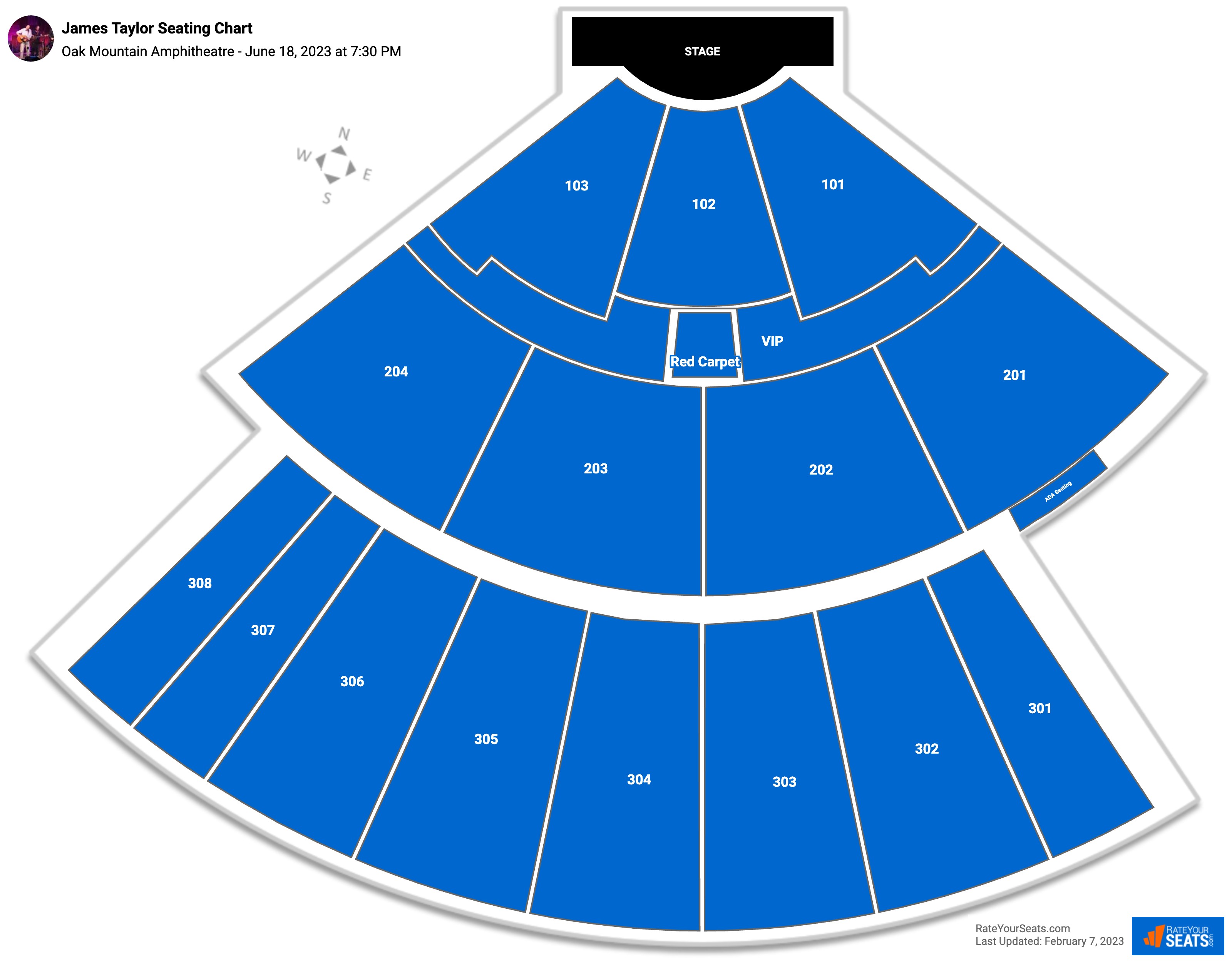 James Taylor seating chart Oak Mountain Amphitheatre