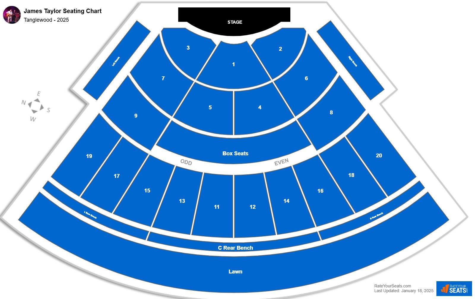 James Taylor seating chart Tanglewood