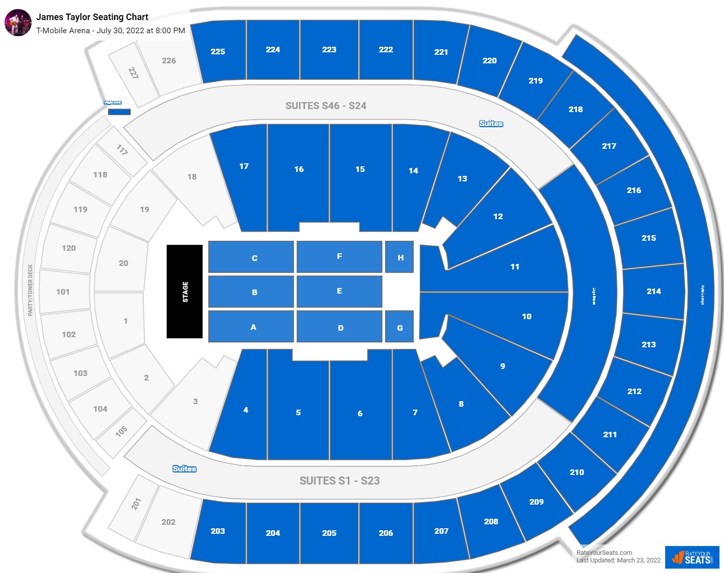 James Taylor seating chart T-Mobile Arena
