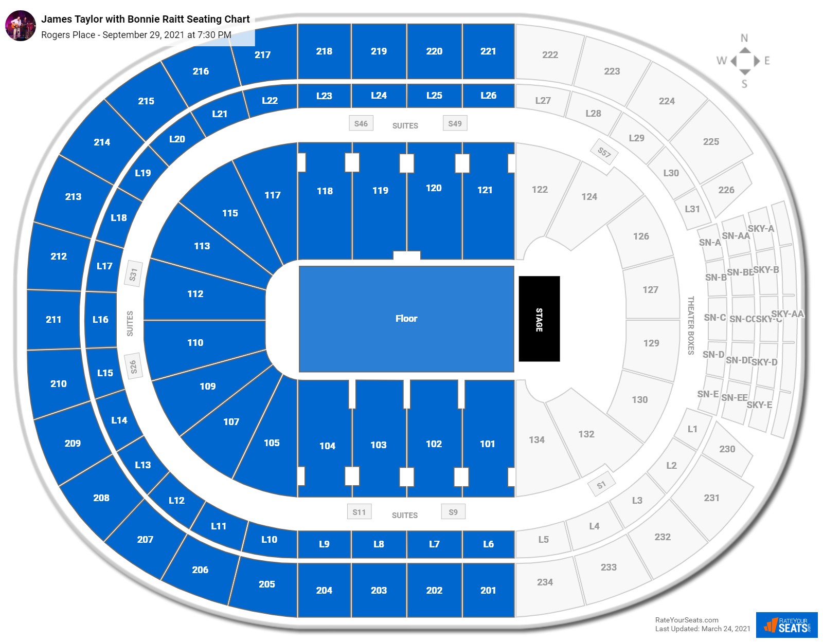James Taylor with Bonnie Raitt seating chart Rogers Place