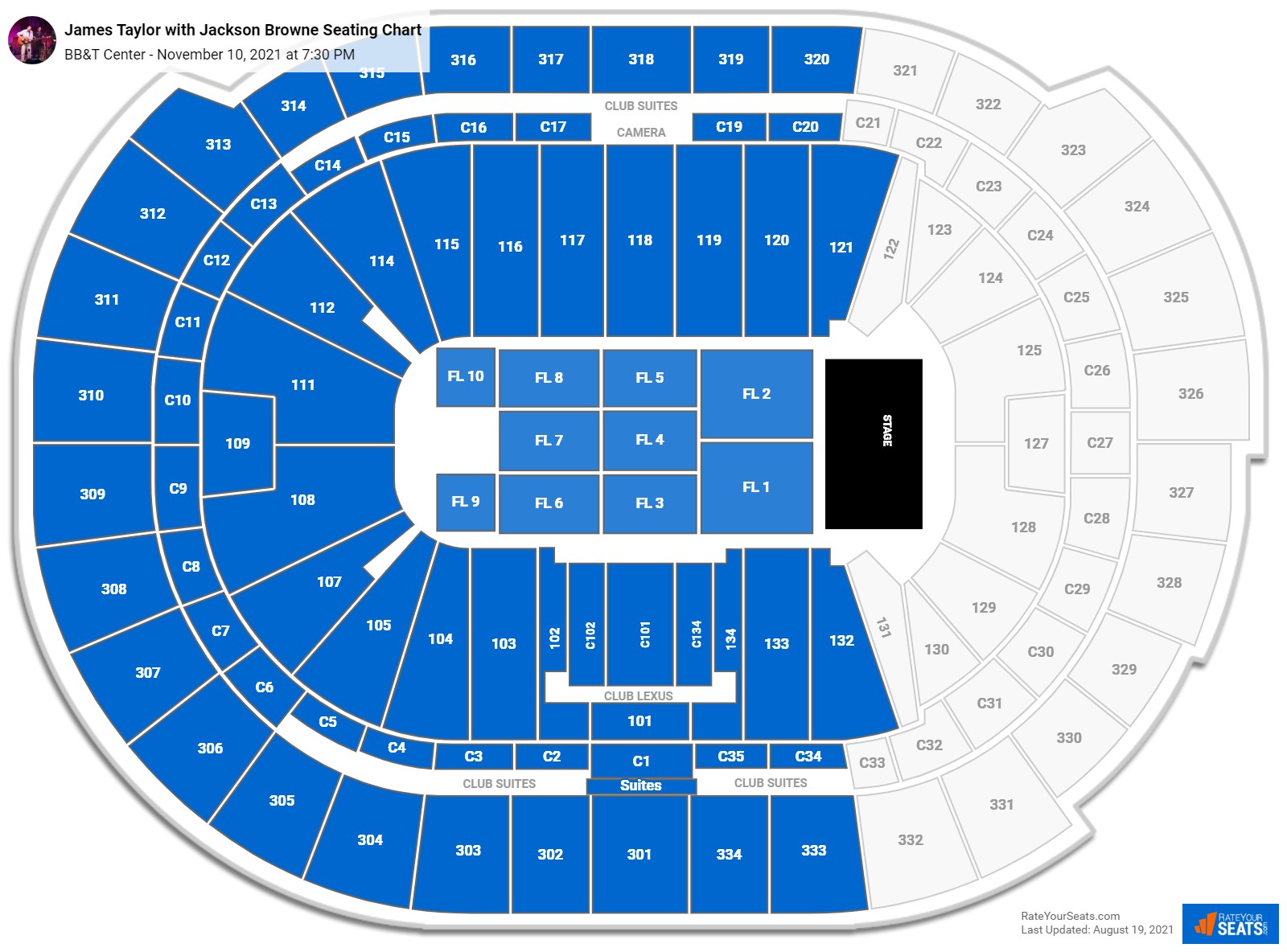 James Taylor with Jackson Browne seating chart FLA Live Arena