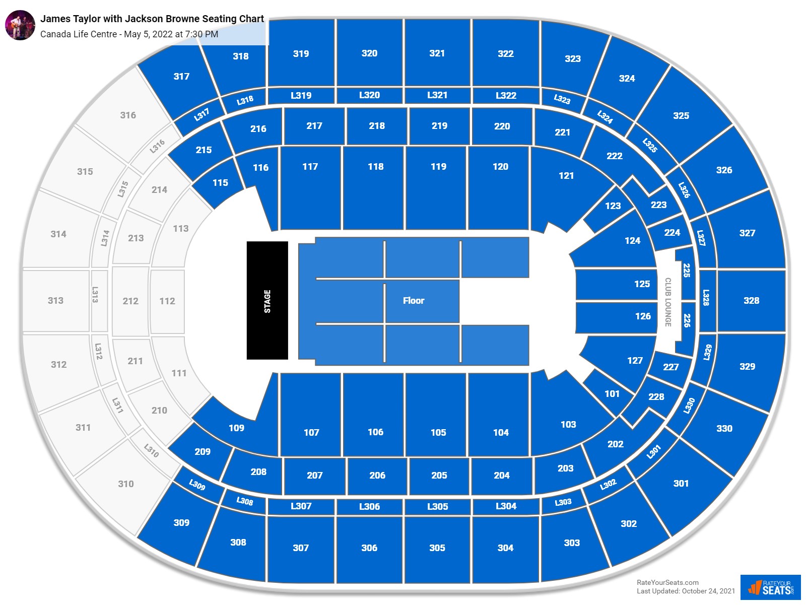 James Taylor with Jackson Browne seating chart Canada Life Centre