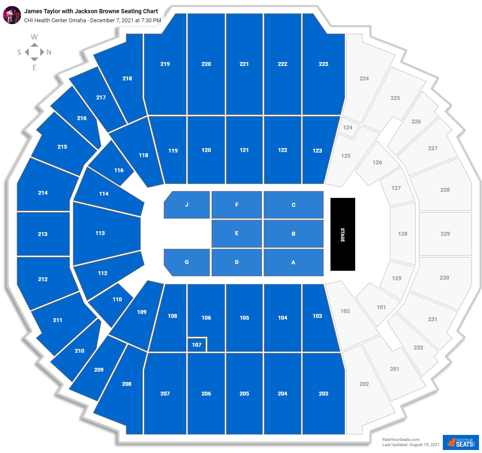 James Taylor with Jackson Browne seating chart CHI Health Center Omaha