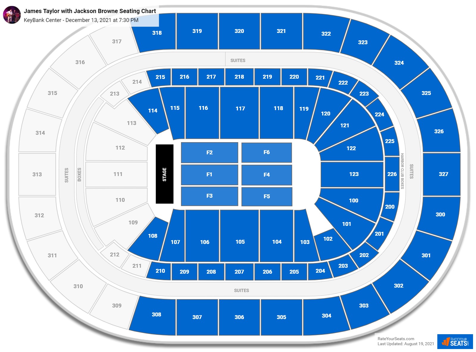 James Taylor with Jackson Browne seating chart KeyBank Center