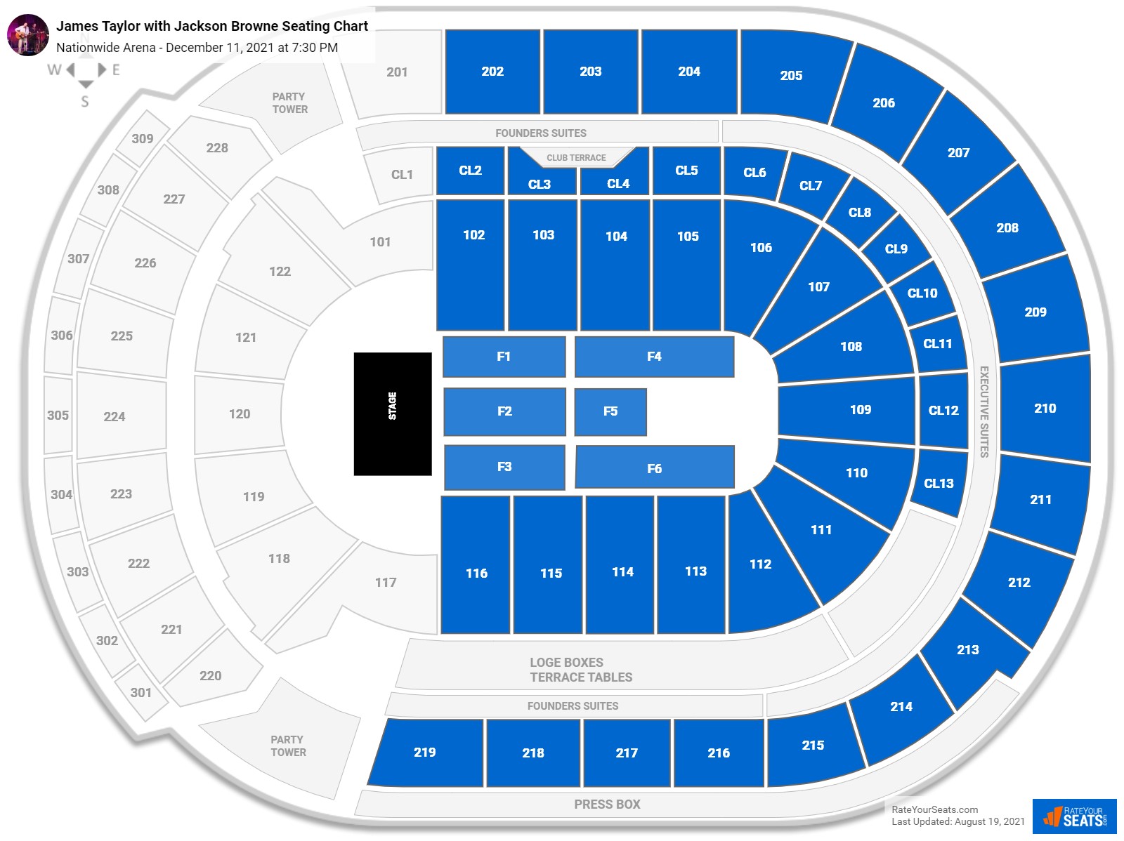 James Taylor with Jackson Browne seating chart Nationwide Arena