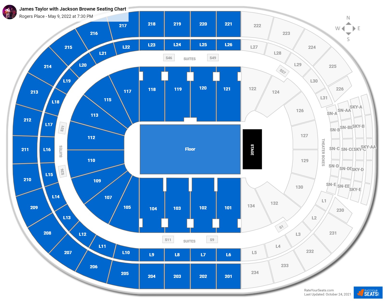 James Taylor with Jackson Browne seating chart Rogers Place