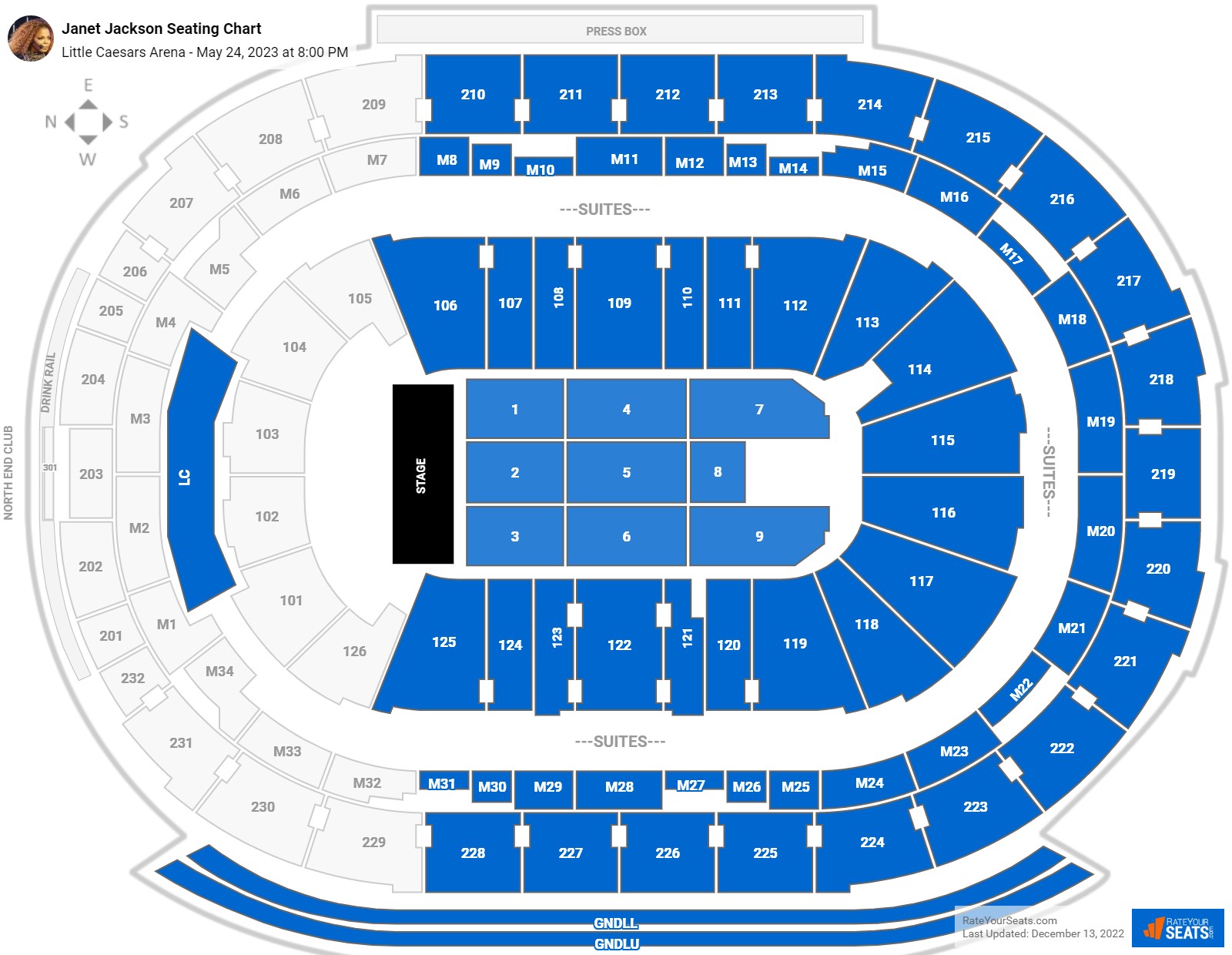 Janet Jackson seating chart Little Caesars Arena