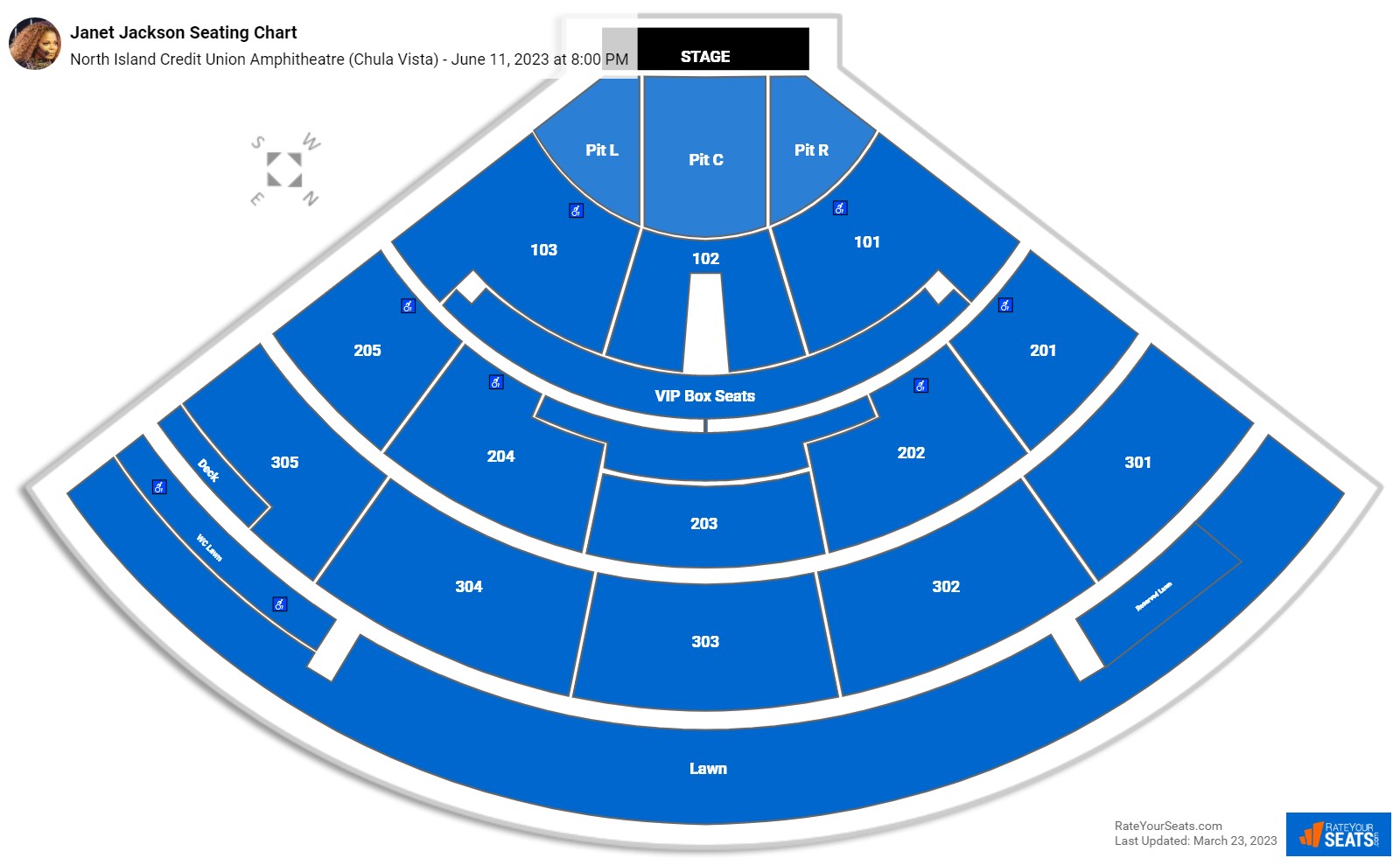 Janet Jackson seating chart North Island Credit Union Amphitheatre (Chula Vista)