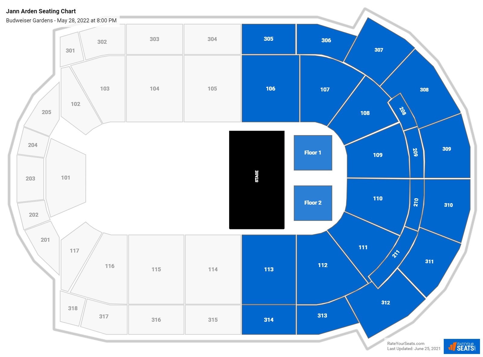 Jann Arden seating chart Budweiser Gardens