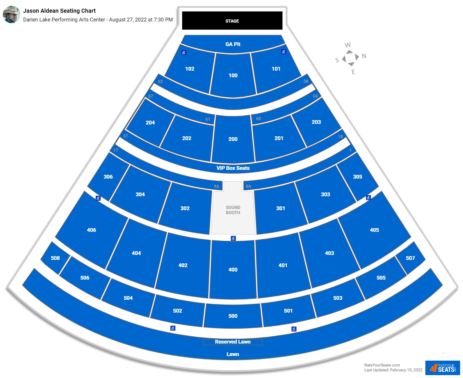 Jason Aldean seating chart Darien Lake Amphitheater