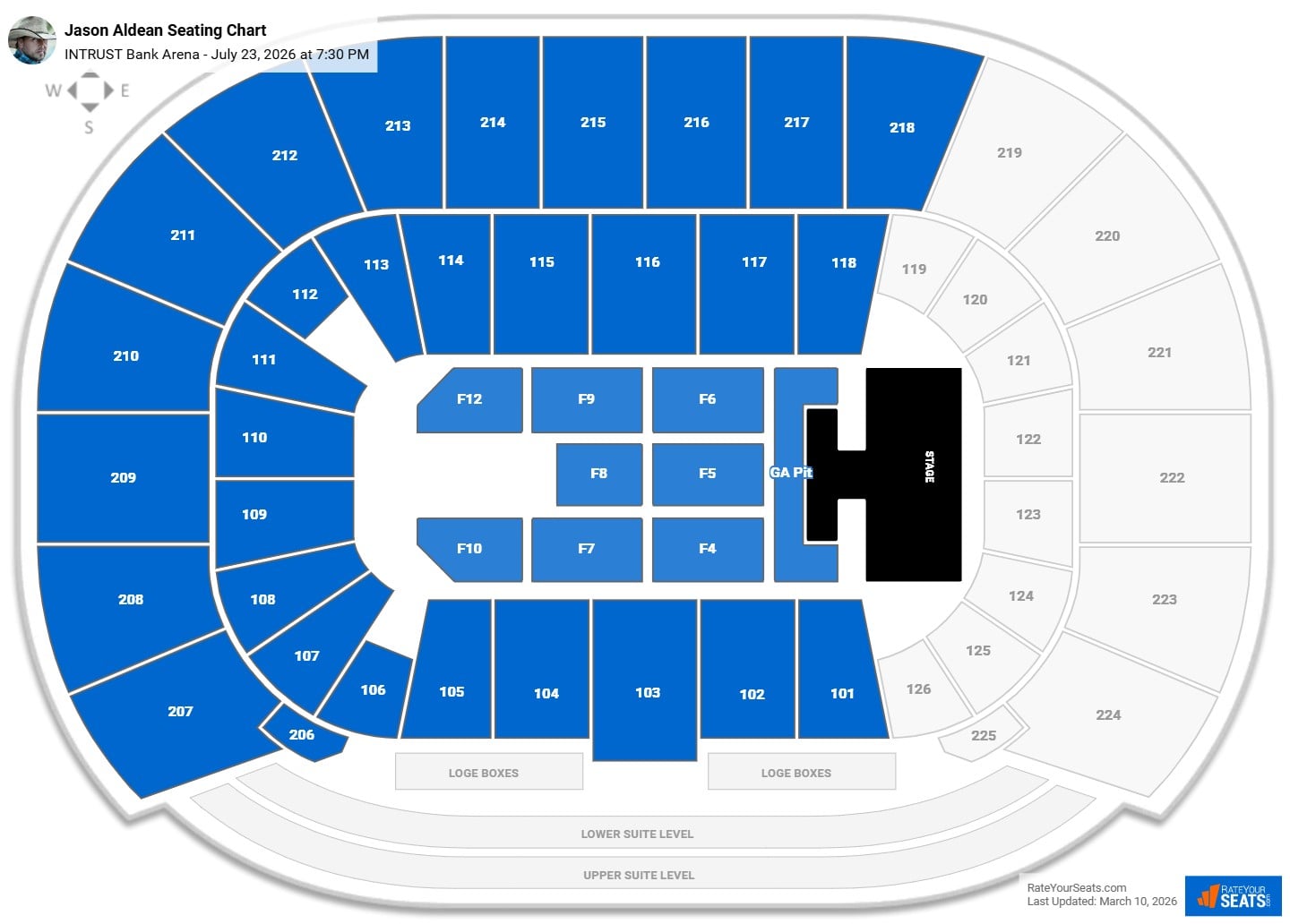 Jason Aldean seating chart INTRUST Bank Arena