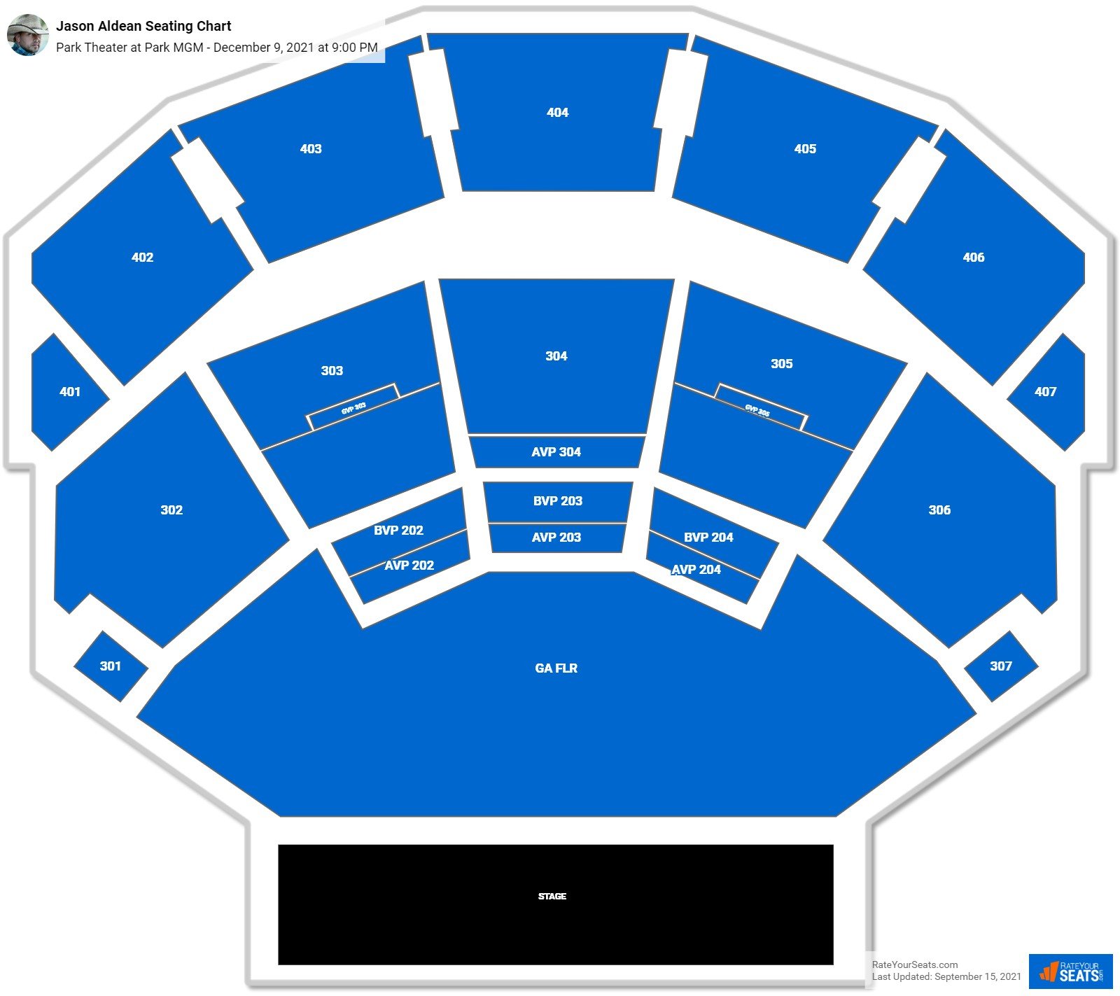 Jason Aldean seating chart Park Theater at Park MGM