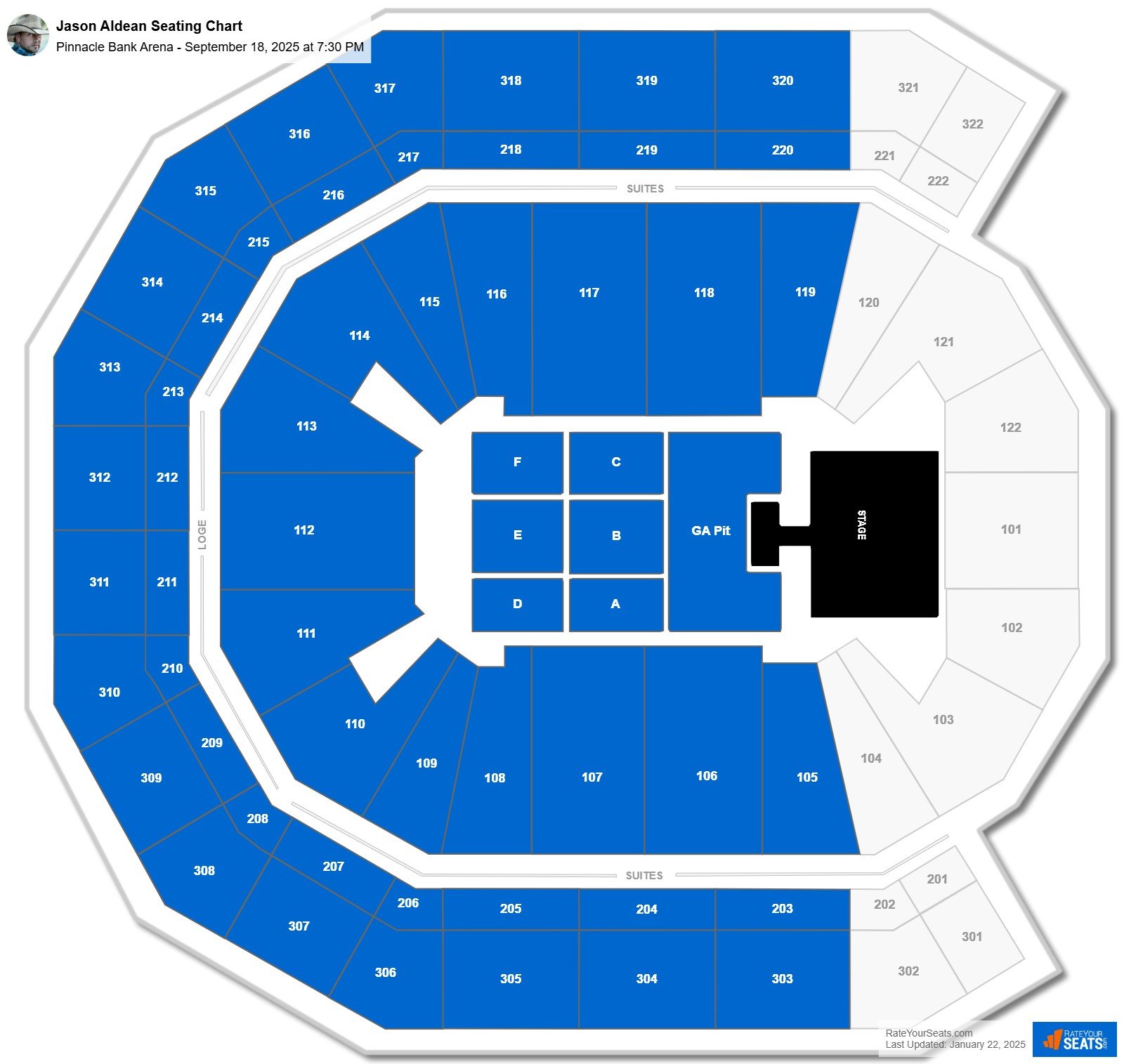 Jason Aldean seating chart Pinnacle Bank Arena