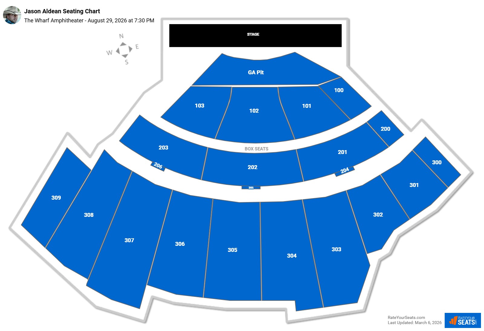 Jason Aldean seating chart The Wharf Amphitheater
