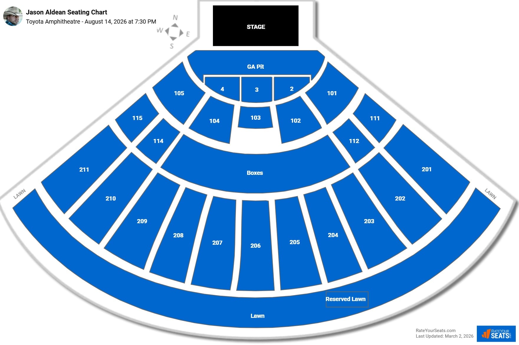 Jason Aldean seating chart Toyota Amphitheatre