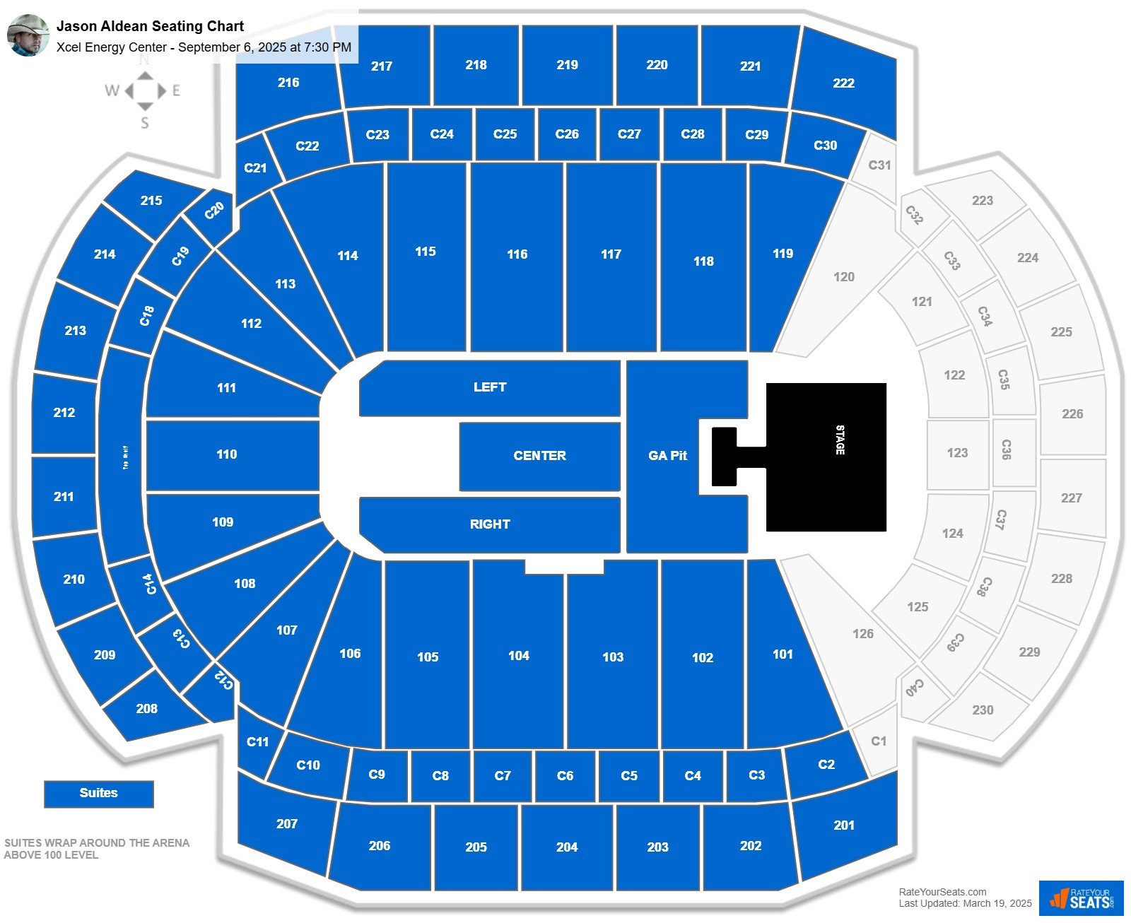 Jason Aldean seating chart Xcel Energy Center