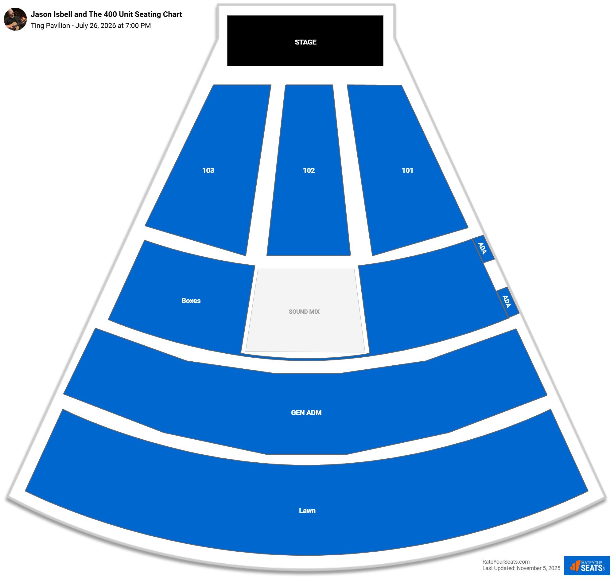 Jason Isbell and The 400 Unit seating chart Ting Pavilion