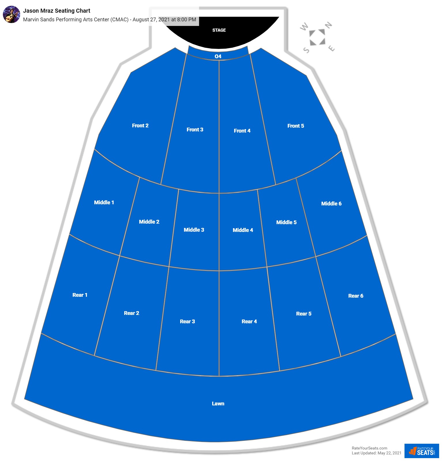 Jason Mraz seating chart Marvin Sands Performing Arts Center (CMAC)