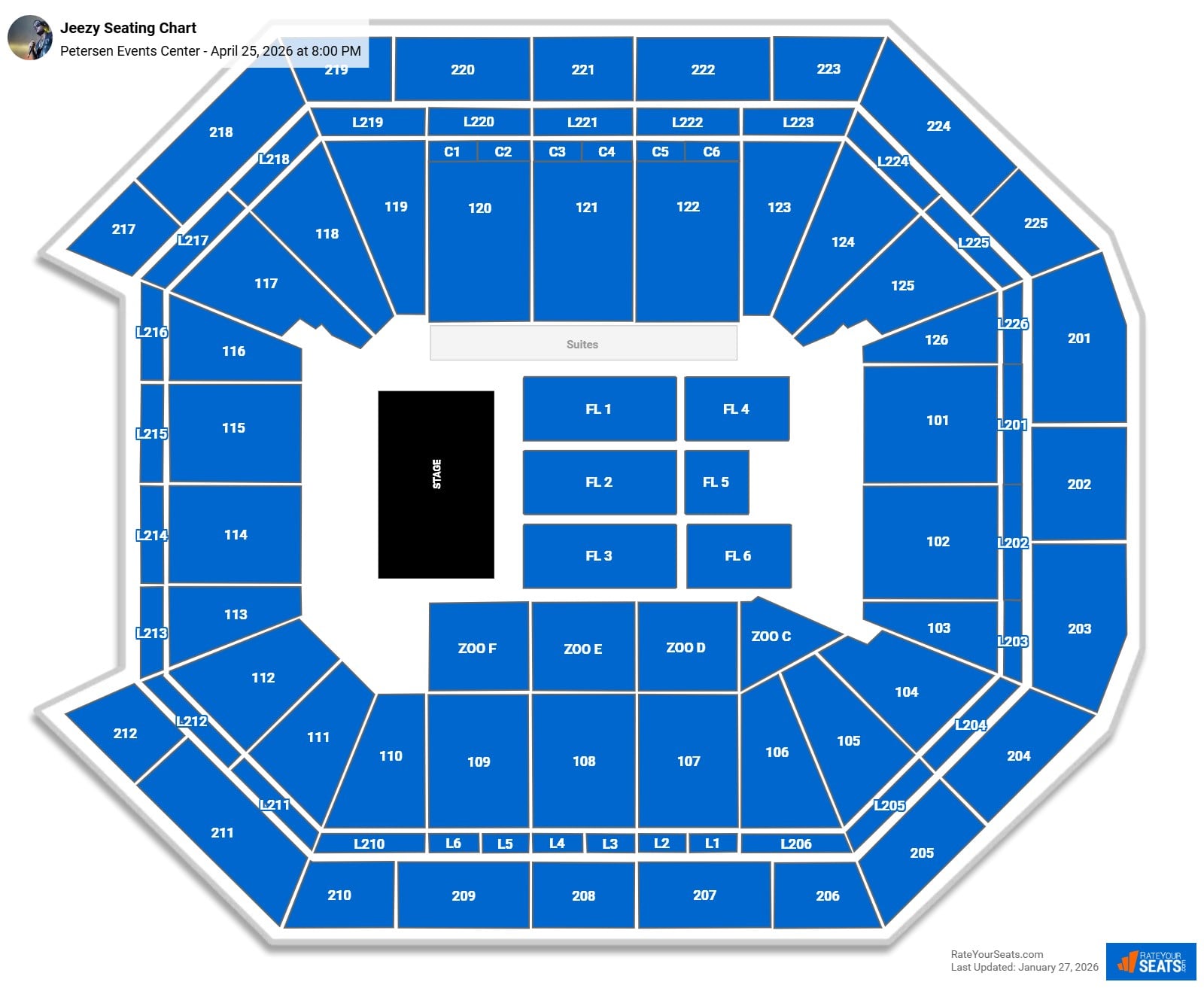 Jeezy seating chart Petersen Events Center