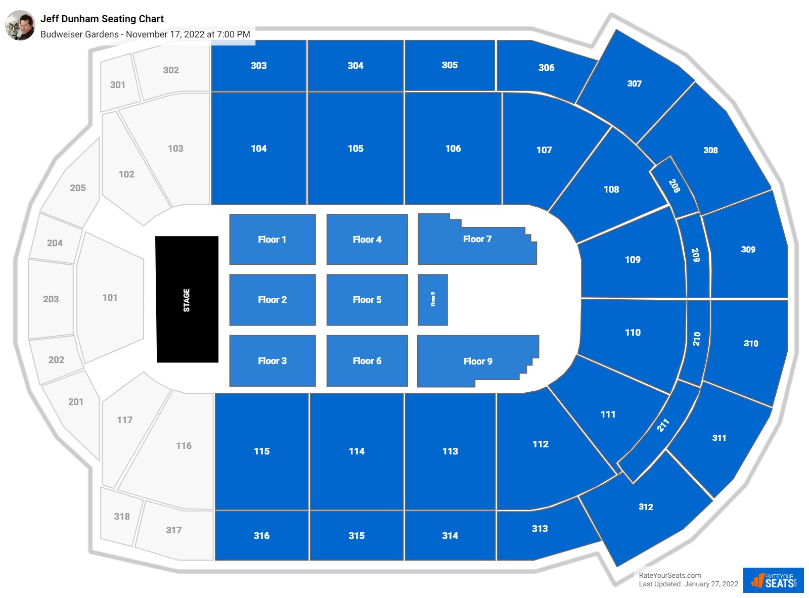 Jeff Dunham seating chart Budweiser Gardens