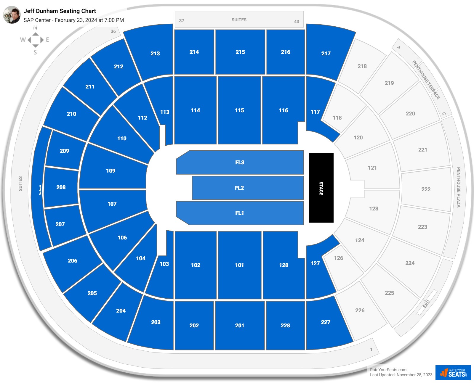 Jeff Dunham seating chart SAP Center