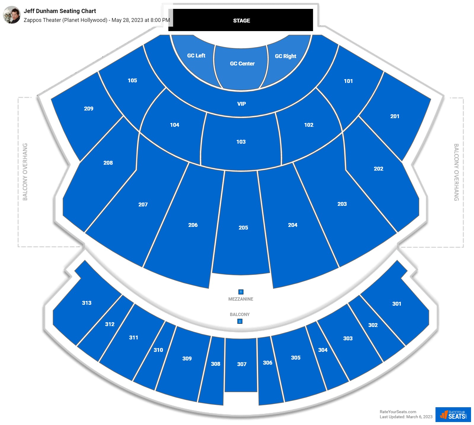 Jeff Dunham seating chart Zappos Theater (Planet Hollywood)