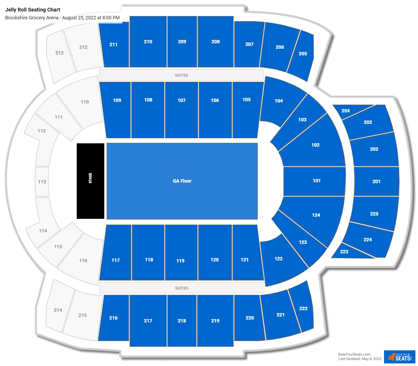 Brantley Gilbert and Jelly Roll seating chart Brookshire Grocery Arena