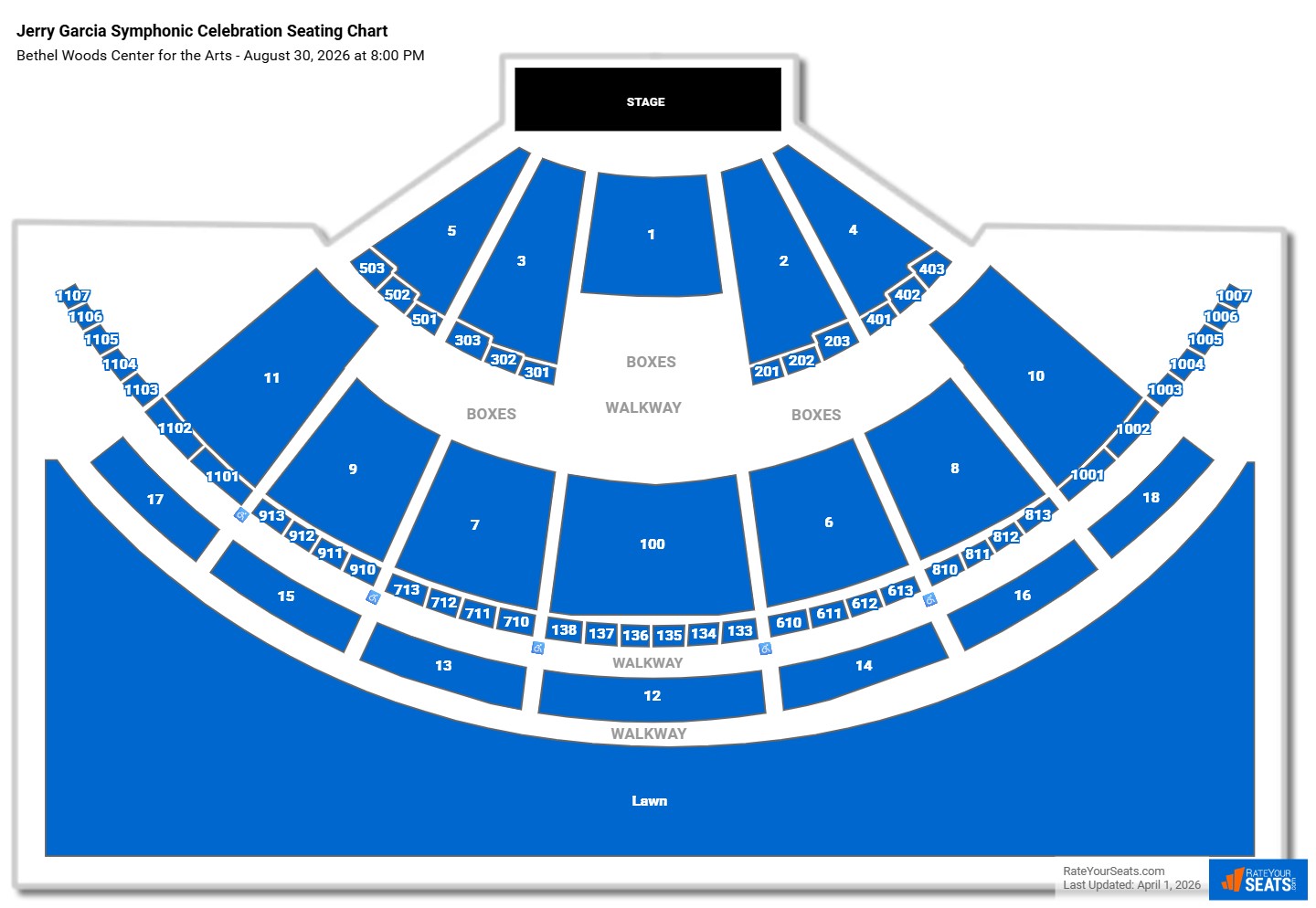 Jerry Garcia Symphonic Celebration seating chart Bethel Woods Center for the Arts
