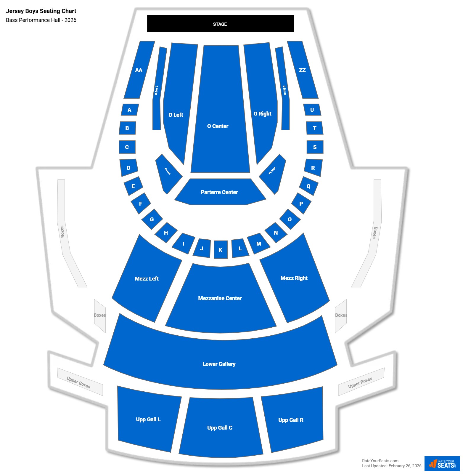 Jersey Boys seating chart Bass Performance Hall