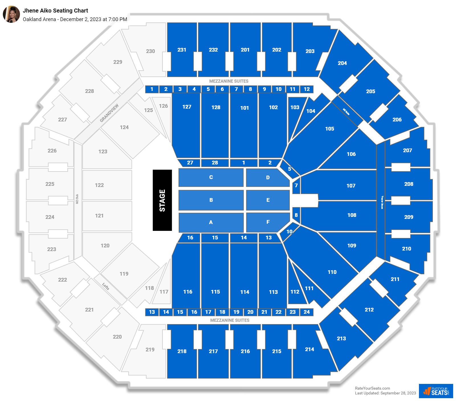 Jhene Aiko seating chart Oakland Arena