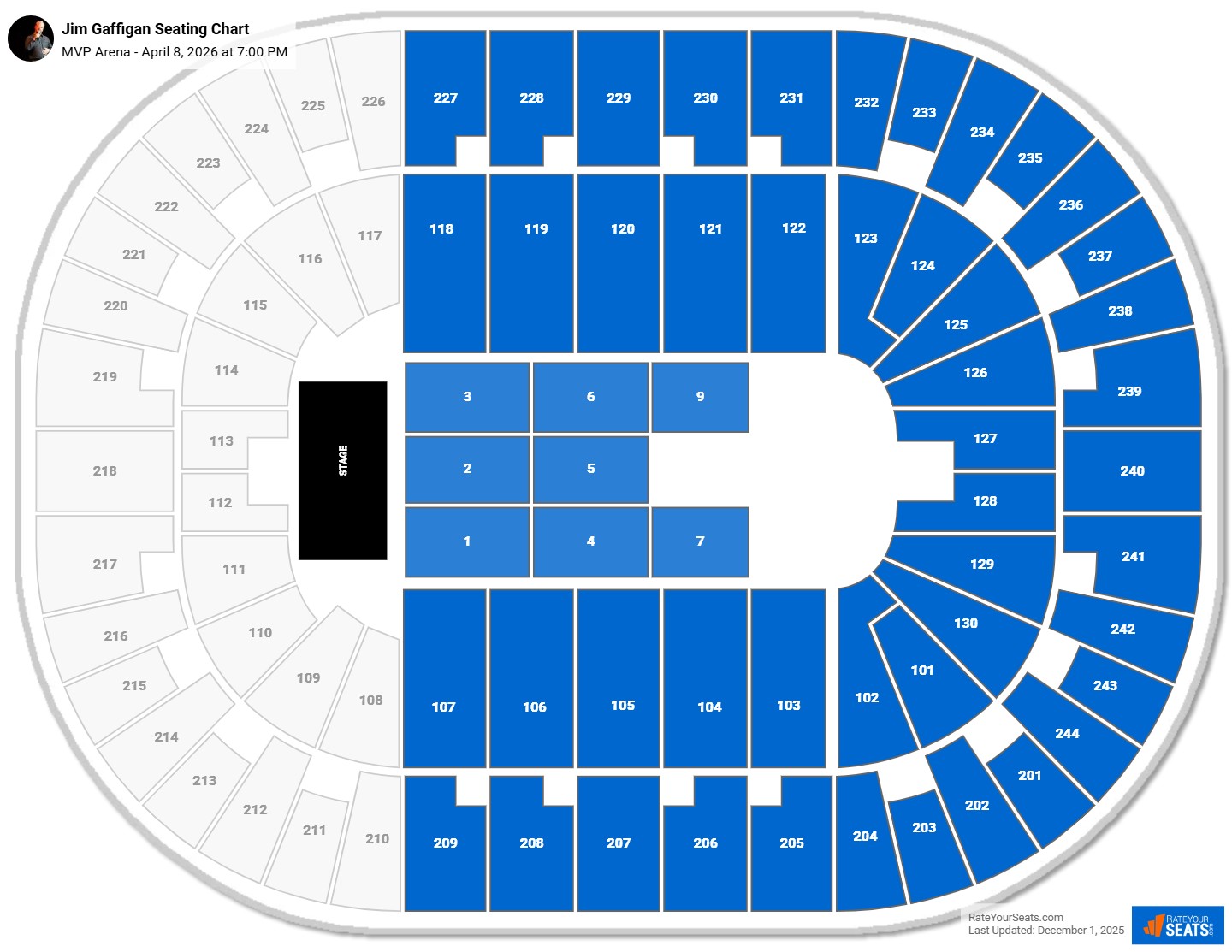 Jim Gaffigan seating chart MVP Arena