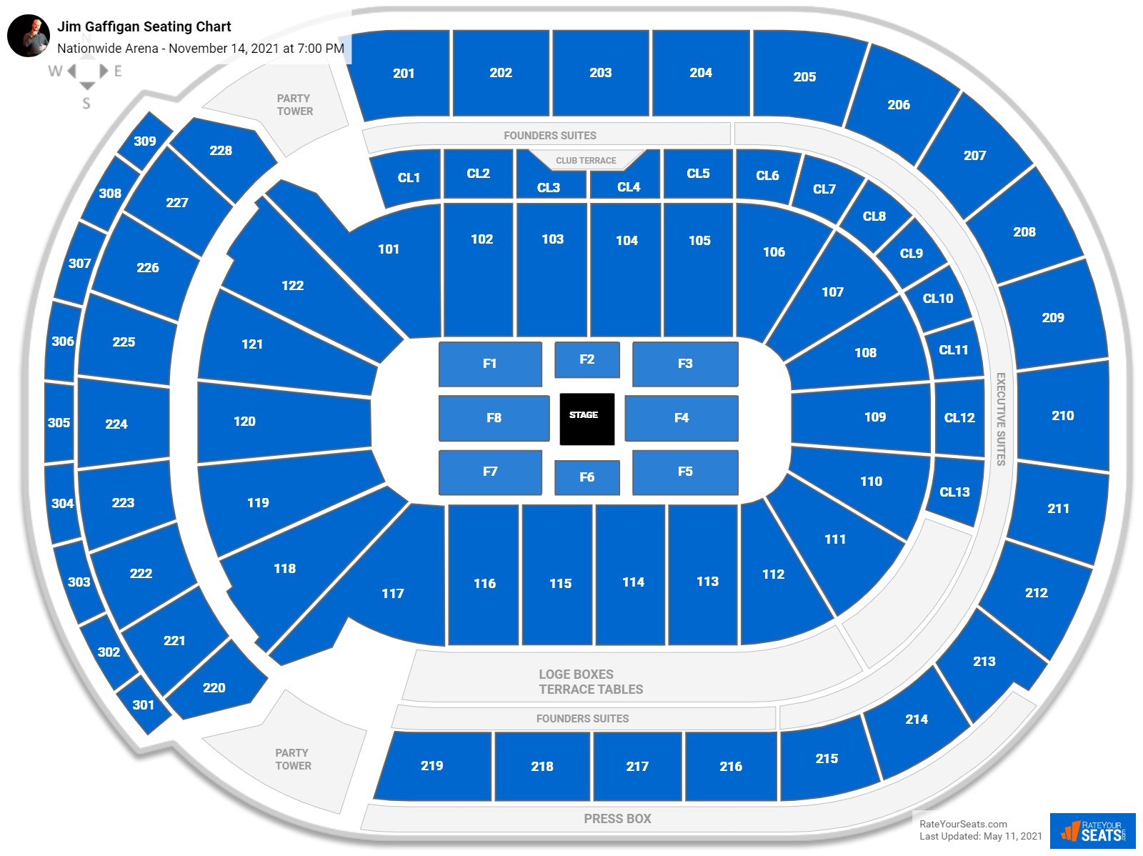 Jim Gaffigan seating chart Nationwide Arena