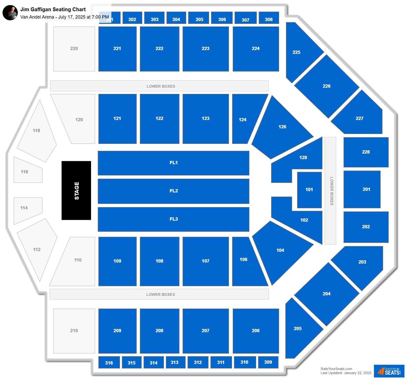 Jim Gaffigan seating chart Van Andel Arena
