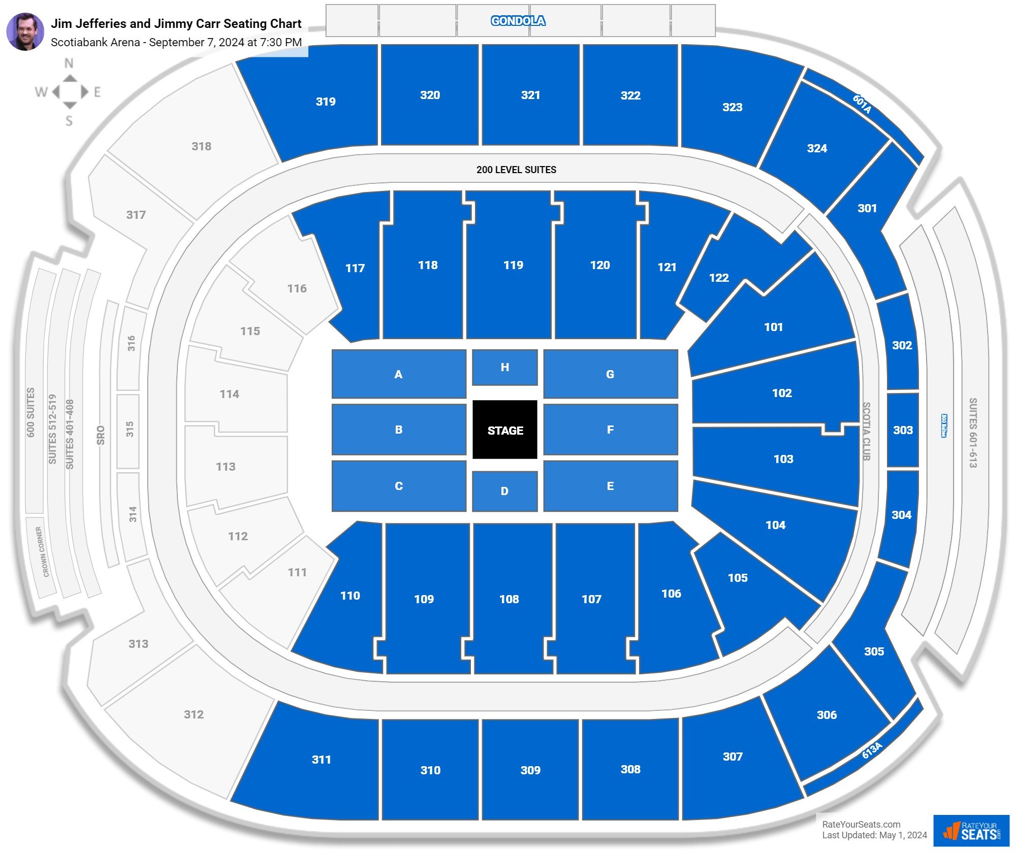 Jim Jefferies and Jimmy Carr seating chart Scotiabank Arena