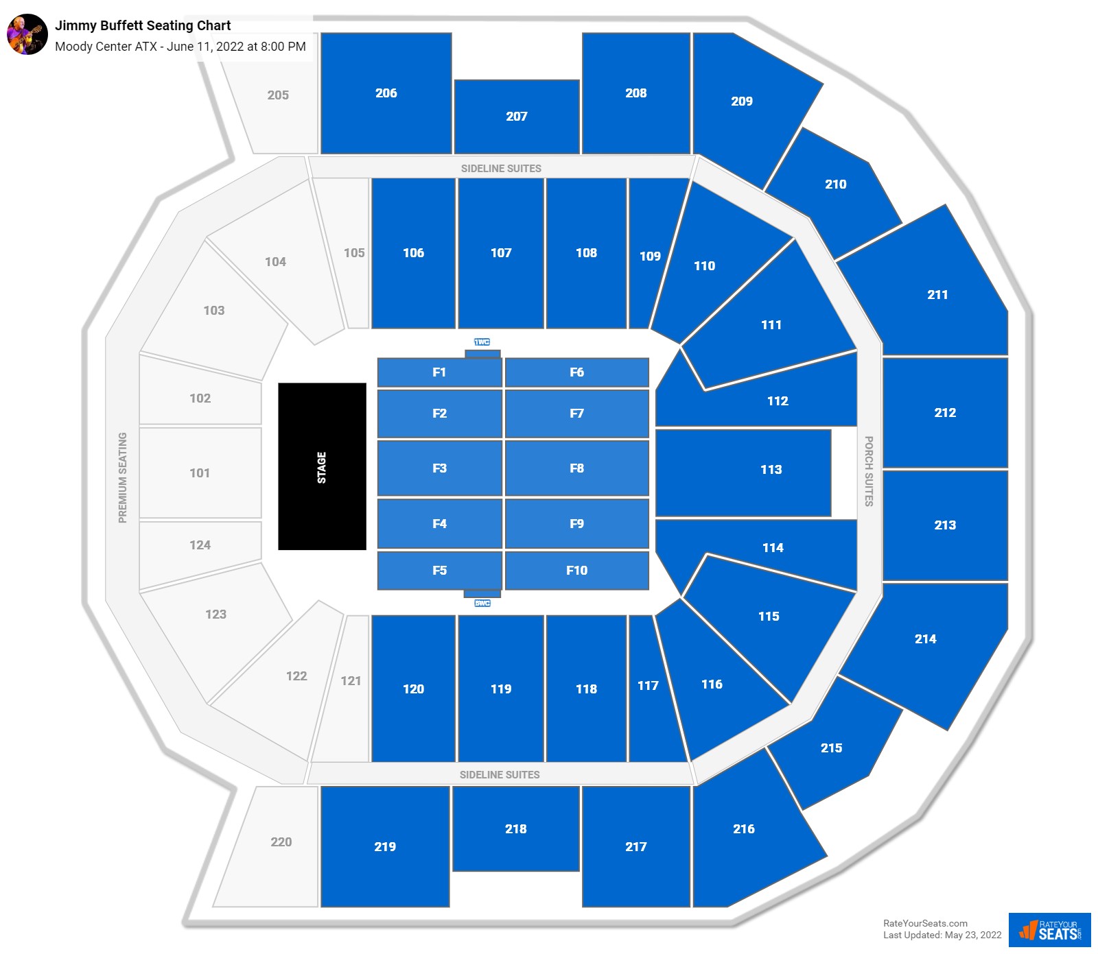 Jimmy Buffett seating chart Moody Center ATX