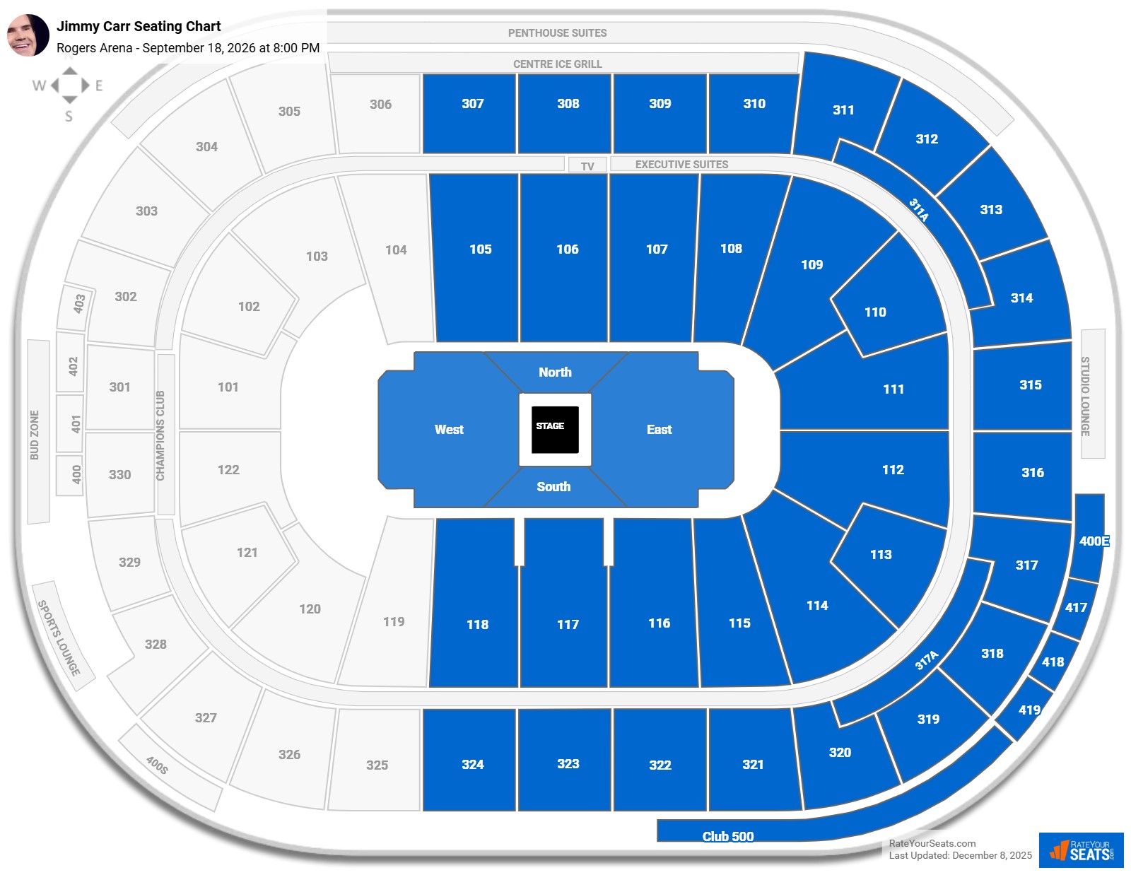 Jimmy Carr seating chart Rogers Arena