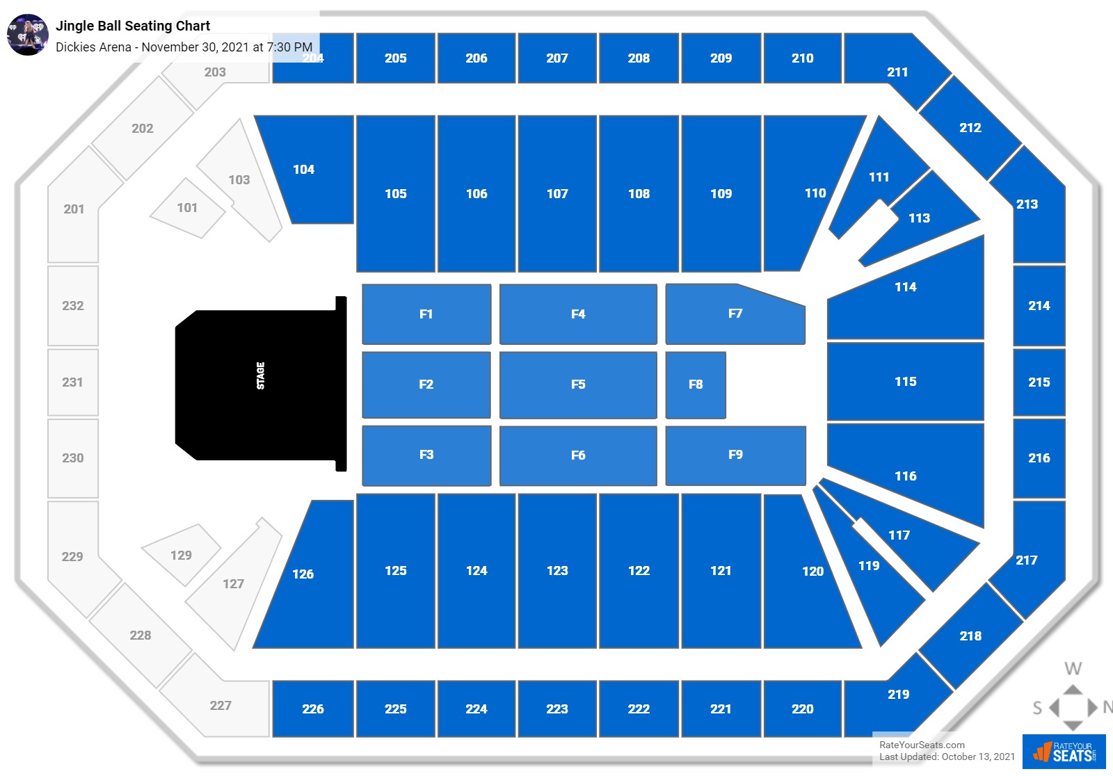 Jingle Ball seating chart Dickies Arena