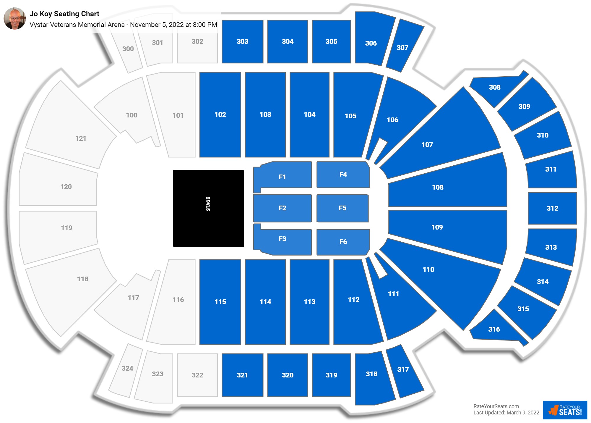 Jo Koy seating chart Vystar Veterans Memorial Arena